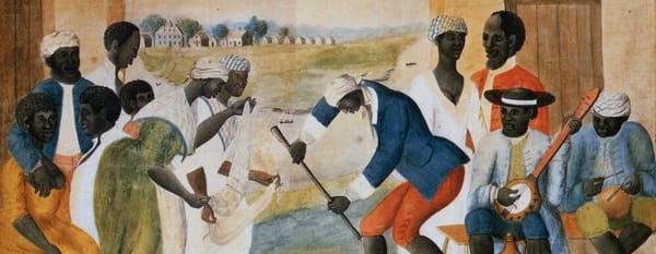 Enslaved people playing music and dancing.